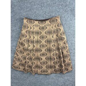 Rope Picnic Skirt Womens 38 Beige Black Geometric Pleated Knee Length Lined